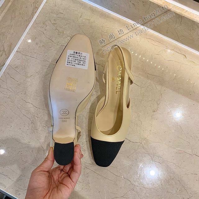 Chanel女鞋 香奈兒時尚經典涼鞋 Chanel羊皮中跟涼鞋  naq1050